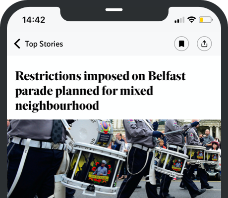 cropped image of the belfast telegraph mobile app