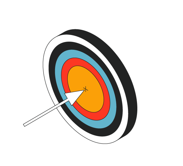 colourful isometric illustration of a target